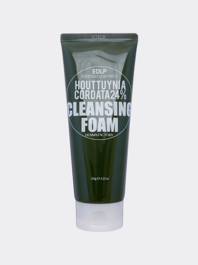 Пенка для умывания с экстрактом хауттюйнии Derma Factory Houttuynia Cordata 24% Cleansing Foam