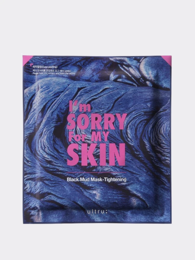 Маска для лица тканевая с черной глиной I'm Sorry For My Skin  Black Mud-Tightening Mask Pack