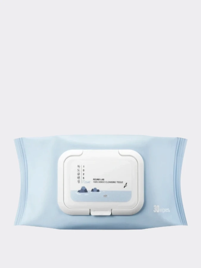 Очищающие салфетки для снятия макияжа с морской водой Round Lab 1025 Dokdo Cleansing Tissue