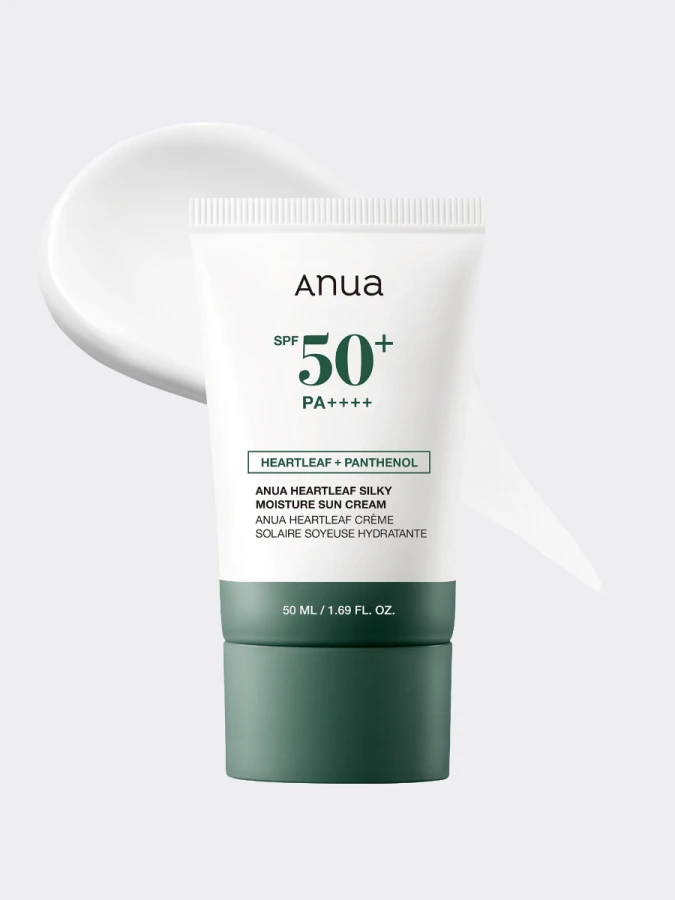 Солнцезащитный крем с экстрактом хауттюйнии ANUA Heartleaf Silky Moisture Sun Cream SPF50+ PA++++