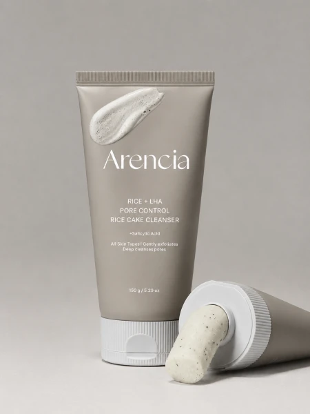Очищающая пенка с экстрактом риса и салициловой кислотой Arencia Rice + LHA Pore Control Rice Cake Cleanser