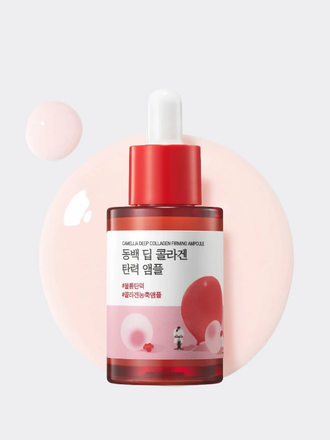 Укрепляющая сыворотка для лица с экстрактом камелии Round Lab Camellia Deep Collagen Firming Ampoule