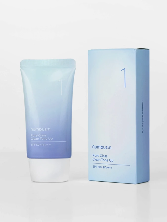 Ультралёгкий тональный флюид для сияния кожи Numbuzin No.1 Pure Glass Clean Tone Up SPF50+ PA++++