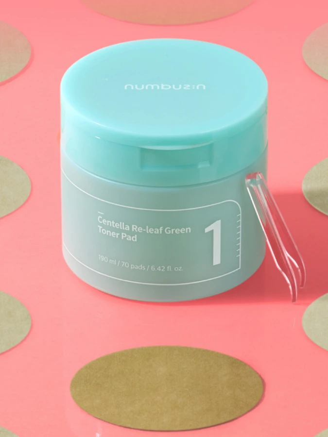 Успокаивающие тонер-диски для лица с экстрактом центеллы Numbuzin No.1 Centella Re-Leaf Green Toner Pad