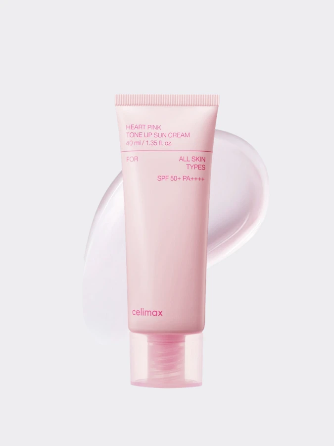Солнцезащитный крем с эффектом выравнивания тона кожи Celimax Heart Pink Tone Up Sun Cream SPF50+ PA++++