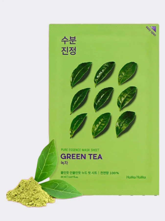 Успокаивающая тканевая маска для лица с экстрактом зеленого чая Holika Holika Pure Essence Mask Sheet Green Tea