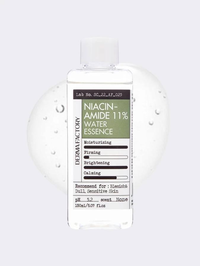 Осветляющий тонер-эссенция для лица с ниацинамидом Derma Factory Niacinamide 11% Water Essence