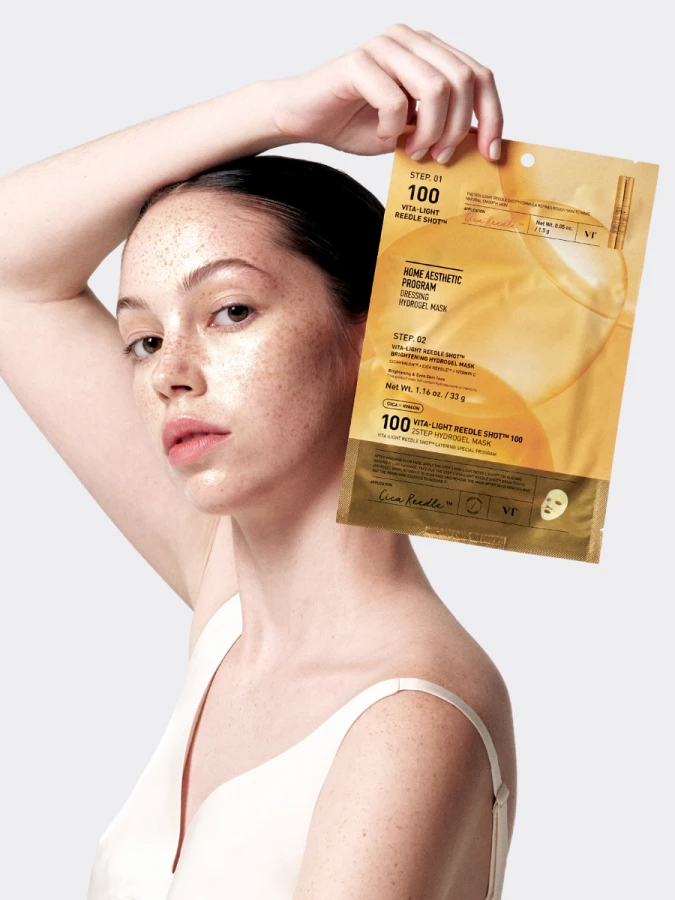 Осветляющая маска-бустер со спикулами и витамином C VT Vita-Light Reedle Shot 100 2-Step Hydrogel Mask