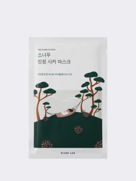 Противовоспалительная тканевая маска для лица с экстрактом сосны и центеллы Round Lab Pine Calming Cica Mask