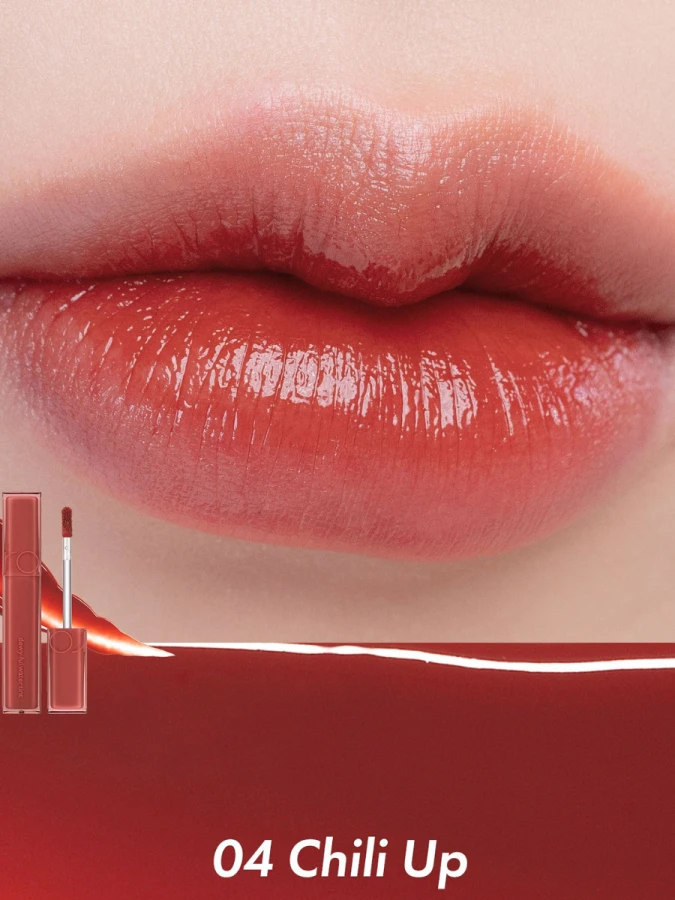Лёгкий глянцевый пигмент в оттенке чили rom&nd DEWY·FUL Water Tint 04 Chili Up
