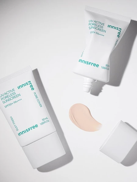 Солнцезащитный крем-база с выравнивающим эффектом Innisfree UV Active Poreless Sunscreen SPF50+ PA++++