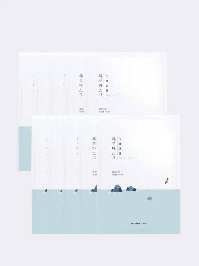 Набор глубокоувлажняющих тканевых масок с морской водой Round Lab 1025 Dokdo Hydrating Water Gel Mask Sheet