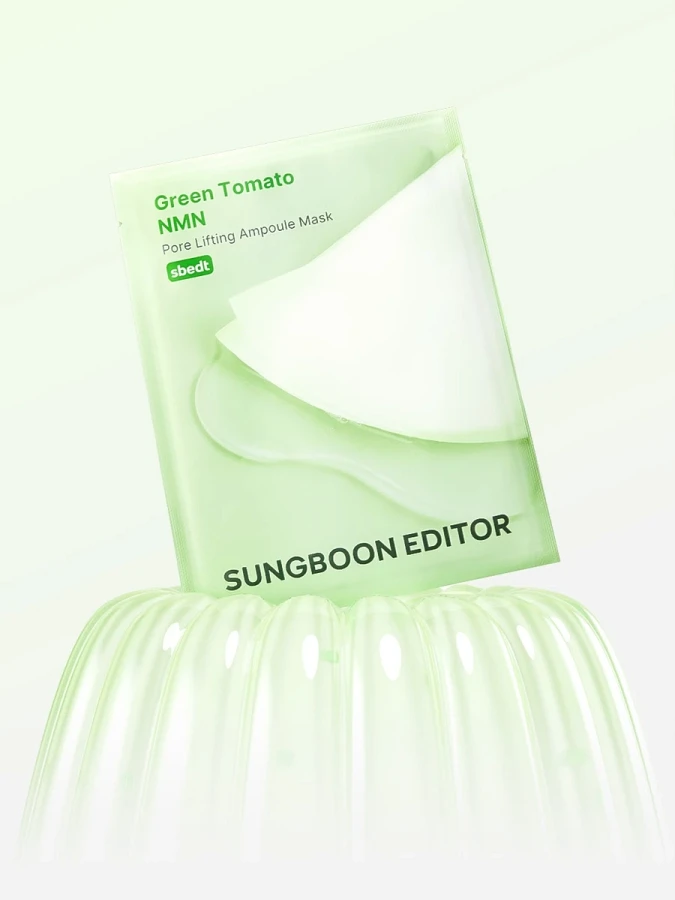 Тканевая маска для сужения пор с экстрактом томата Sungboon Editor Green Tomato NMN Pore Lifting Ampoule Mask