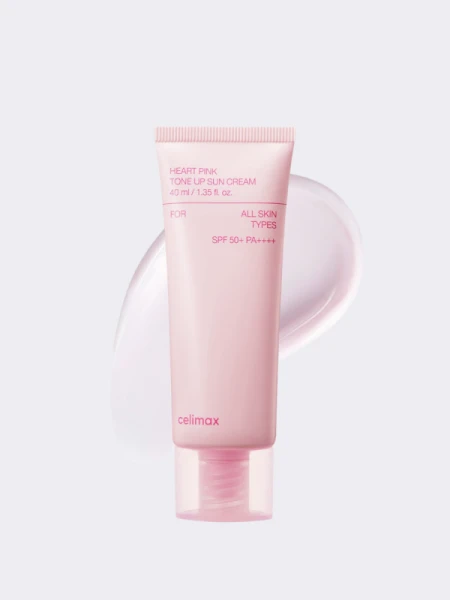 Солнцезащитный крем с эффектом выравнивания тона кожи Celimax Heart Pink Tone Up Sun Cream SPF50+ PA++++