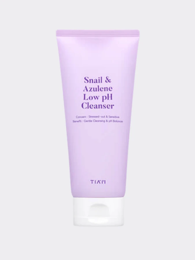 Мягкий успокаивающий гель для умывания с муцином улитки и азуленом TIAM Snail & Azulene Low pH Cleanser