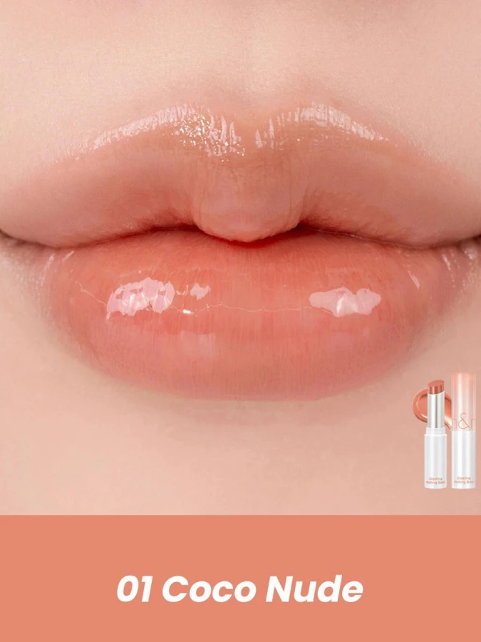 Оттеночный бальзам для губ в оттенке кокосовой скорлупы rom&nd Glasting Melting Balm 01 Coco Nude