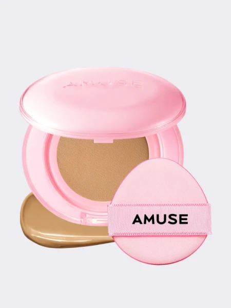Тональное средство с сияющим финишем AMUSE Dew Power Vegan Cushion SPF 50+ PA++++ 04 Tan