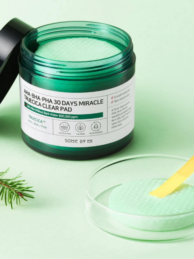 Пилинг-диски для проблемной кожи с кислотами Some By Mi AHA BHA PHA 30 Days Miracle Truecica Clear Pad