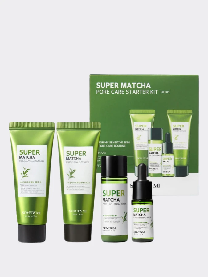 Набор миниатюр для сужения пор с чаем матча Some By Mi Super Matcha Pore Care Starter Kit