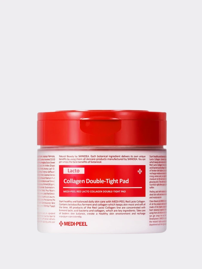 Отшелушивающие пэды с лактобактериями и коллагеном MEDI-PEEL Red Lacto Collagen Double-Tight Pad Отшелушивающие пэды с лактобактериями и коллагеном MEDI-PEEL Red Lacto Collagen Double-Tight Pad