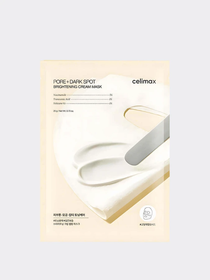 Осветляющая кремовая тканевая маска с ниацинамидом и керамидами Celimax Pore+Dark Spot Brightening Cream Mask