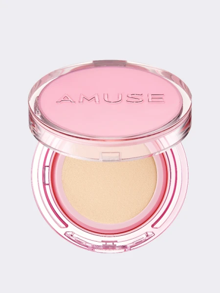 Тональный кушон с сияющим финишем AMUSE Dew Power Vegan Cushion SPF 50+ PA++++ 1.5 Natural Тональный кушон с сияющим финишем AMUSE Dew Power Vegan Cushion SPF 50+ PA++++ 1.5 Natural