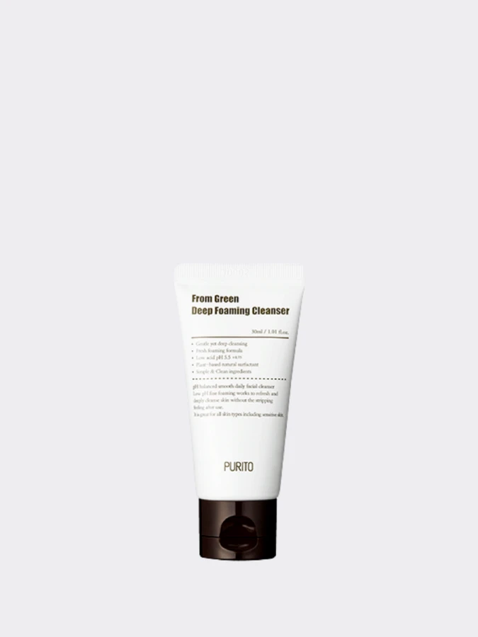 МИНИ Слабокислотная пенка с центеллой и зеленым чаем Purito From Green Deep Foaming Cleanser
