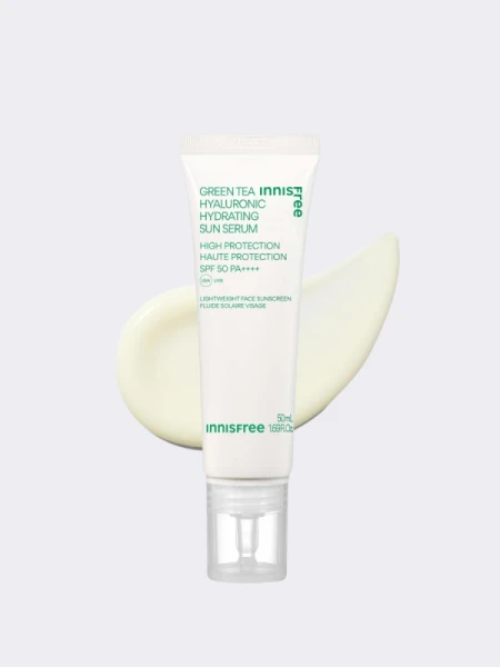 Солнцезащитный флюид с экстрактом зеленого чая innisfree Green Tea Hyaluronic Moist Sun Serum SPF50+ PA++++