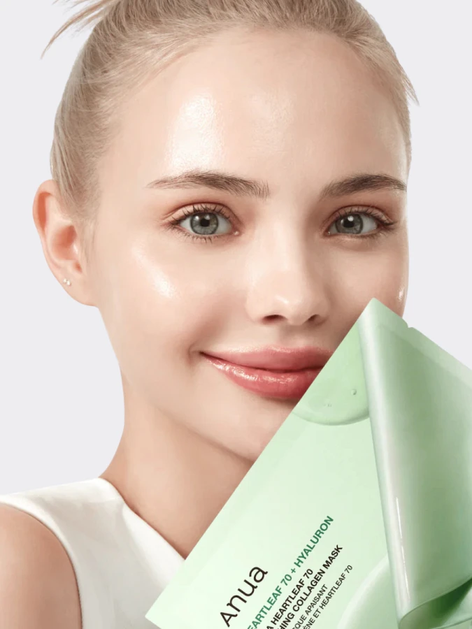 Успокаивающая гидрогелевая маска для лица с экстрактом хауттюйнии ANUA  Heartleaf 70 Soothing Collagen Mask