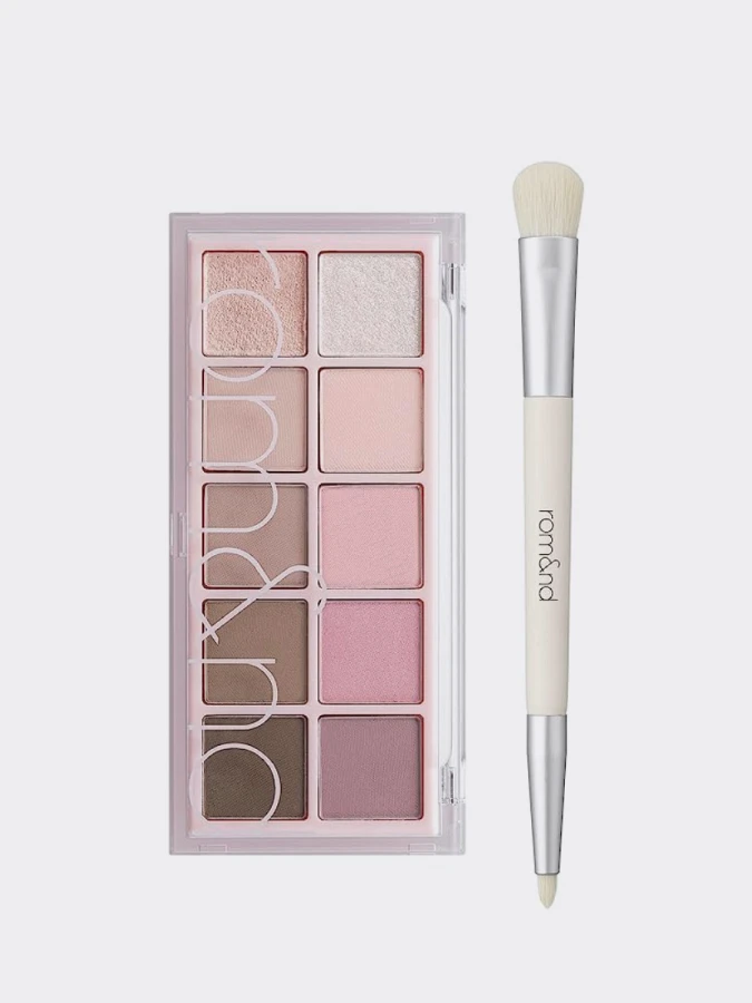 Набор теней для век и кисти для макияжа глаз rom&nd Better Than Palette Dual Brush Set 06 Peony Nude Garden