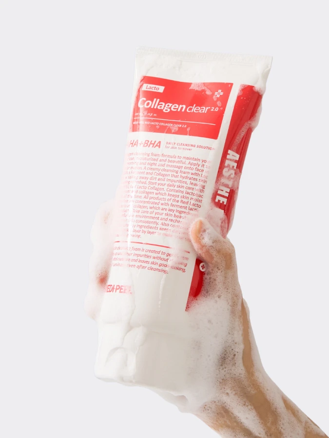 Обновлённая пенка для умывания с коллагеном и комплексом кислот MEDI-PEEL Red Lacto Collagen Clear 2.0