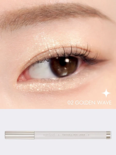Сияющая подводка для век в золотом оттенке rom&nd Twinkle Pen Liner 02 Golden Wave