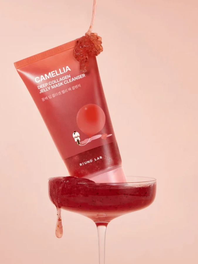 Очищающая маска-пенка с экстрактом камелии Round Lab Camellia Deep Collagen Jelly Mask Cleanser