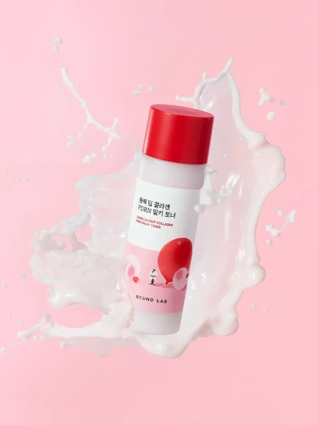 Молочный тонер с экстрактом камелии и ПДРН Round Lab Camellia Deep Collagen Milky PDRN Toner