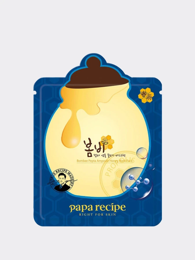 Разглаживающая тканевая маска с мёдом и пептидами Papa Recipe Bombee Pepta Ampoule Honey Mask Pack