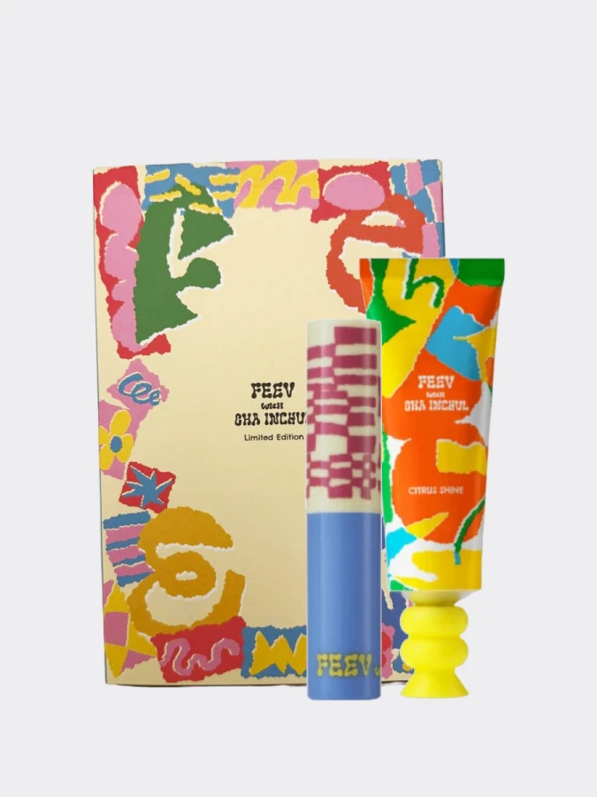 Лимитированный бокс со средствами для губ и рук FEEV Cha In Chul Collaboration Box #3 Citrus Shine + Bubbly Mauve