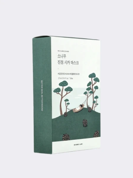 Набор противовоспалительных тканевых масок для лица с экстрактом сосны и центеллы Round Lab Pine Calming Cica Mask