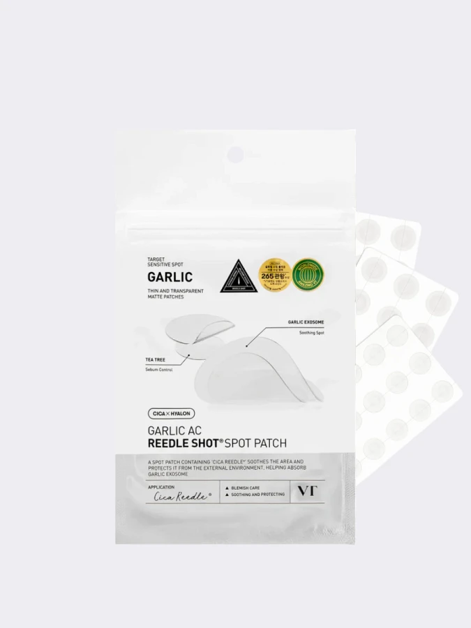 Патчи против воспалений с экзосомами чеснока и микроиглами VT Garlic AC Reedle Shot Spot Patch