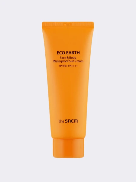 Водостойкий солнцезащитный крем для лица и тела The Saem Eco Earth Face & Body Waterproof Sun Cream SPF50+ PA++++ Водостойкий солнцезащитный крем для лица и тела The Saem Eco Earth Face & Body Waterproof Sun Cream SPF50+ PA++++