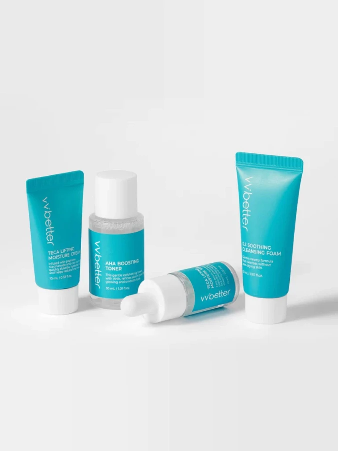 Набор миниатюр для ухода за кожей с пептидами VVBETTER 4 Step Blue Line Travel Kit
