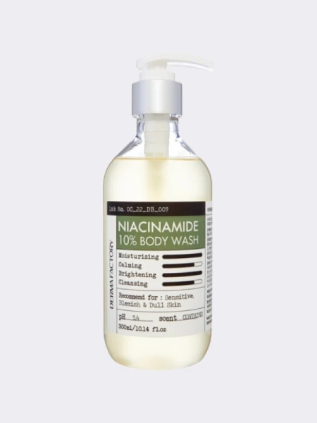 Успокаивающий гель для душа с ниацинамидом Derma Factory Niacinamide 10% Body Wash Успокаивающий гель для душа с ниацинамидом Derma Factory Niacinamide 10% Body Wash