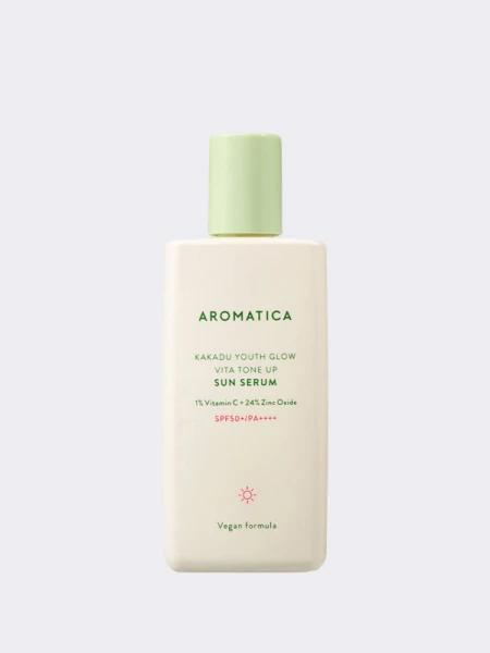 Лёгкий солнцезащитный флюид для выравнивания тона кожи Aromatica Kakadu Youth Glow Vita Tone Up Sun Serum SPF50+ PA++++ Лёгкий солнцезащитный флюид для выравнивания тона кожи Aromatica Kakadu Youth Glow Vita Tone Up Sun Serum SPF50+ PA++++