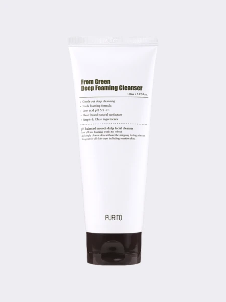 Слабокислотная пенка с центеллой и зеленым чаем Purito From Green Deep Foaming Cleanser Слабокислотная пенка с центеллой и зеленым чаем Purito From Green Deep Foaming Cleanser