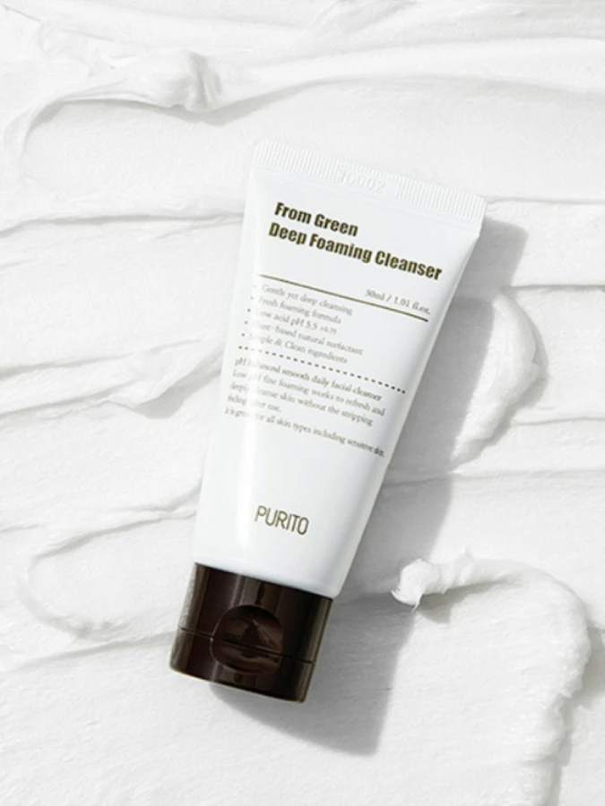 МИНИ Слабокислотная пенка с центеллой и зеленым чаем Purito From Green Deep Foaming Cleanser