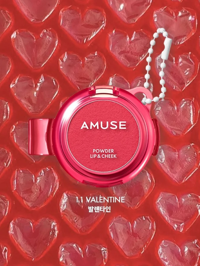 Вельветовый пигмент для губ и щёк AMUSE Powder Lip & Cheek 11 Valentine