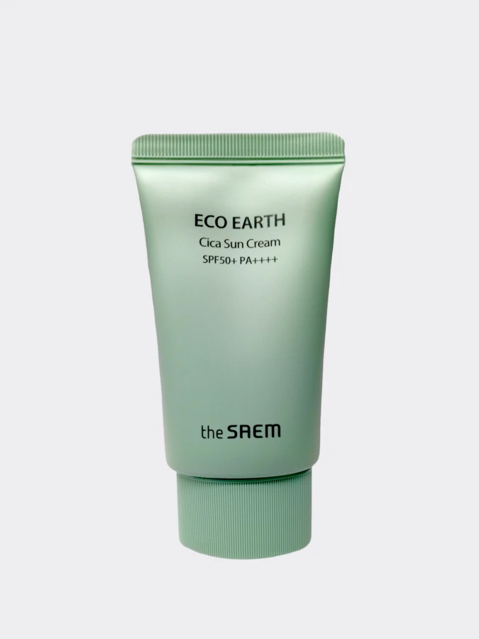 Солнцезащитный крем с экстрактом центеллы для чувствительной кожи The Saem Eco Earth Cica Sun Cream SPF50+ PA++++