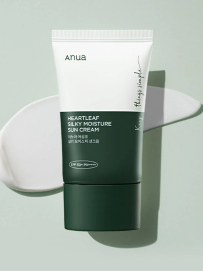 Солнцезащитный крем с экстрактом хауттюйнии ANUA Heartleaf Silky Moisture Sun Cream SPF50+ PA++++