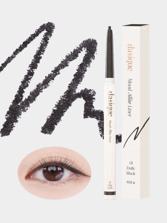 Ультратонкий карандаш для век в чёрном оттенке Dasique Mood Slim Liner #01 Daily Black