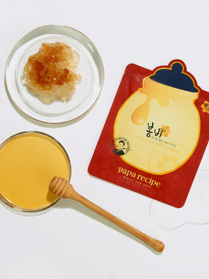 Питательная тканевая маска с экстрактом красного женьшеня Papa Recipe Bombee Ginseng Red Honey Oil Mask Pack