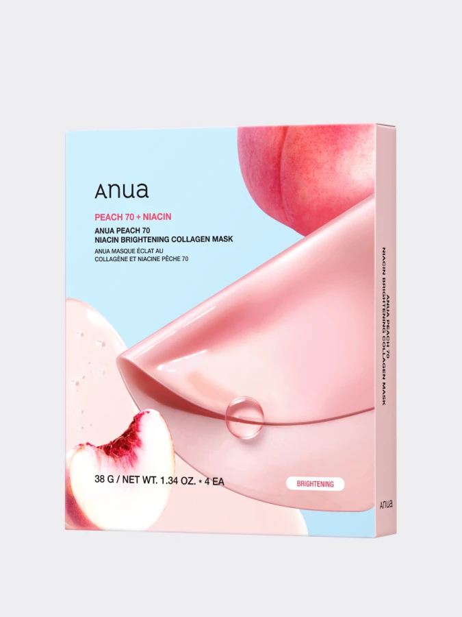 Набор гидрогелевых масок для сияния кожи с экстрактом персика ANUA Peach 70 Niacin Brightening Collagen Mask Set